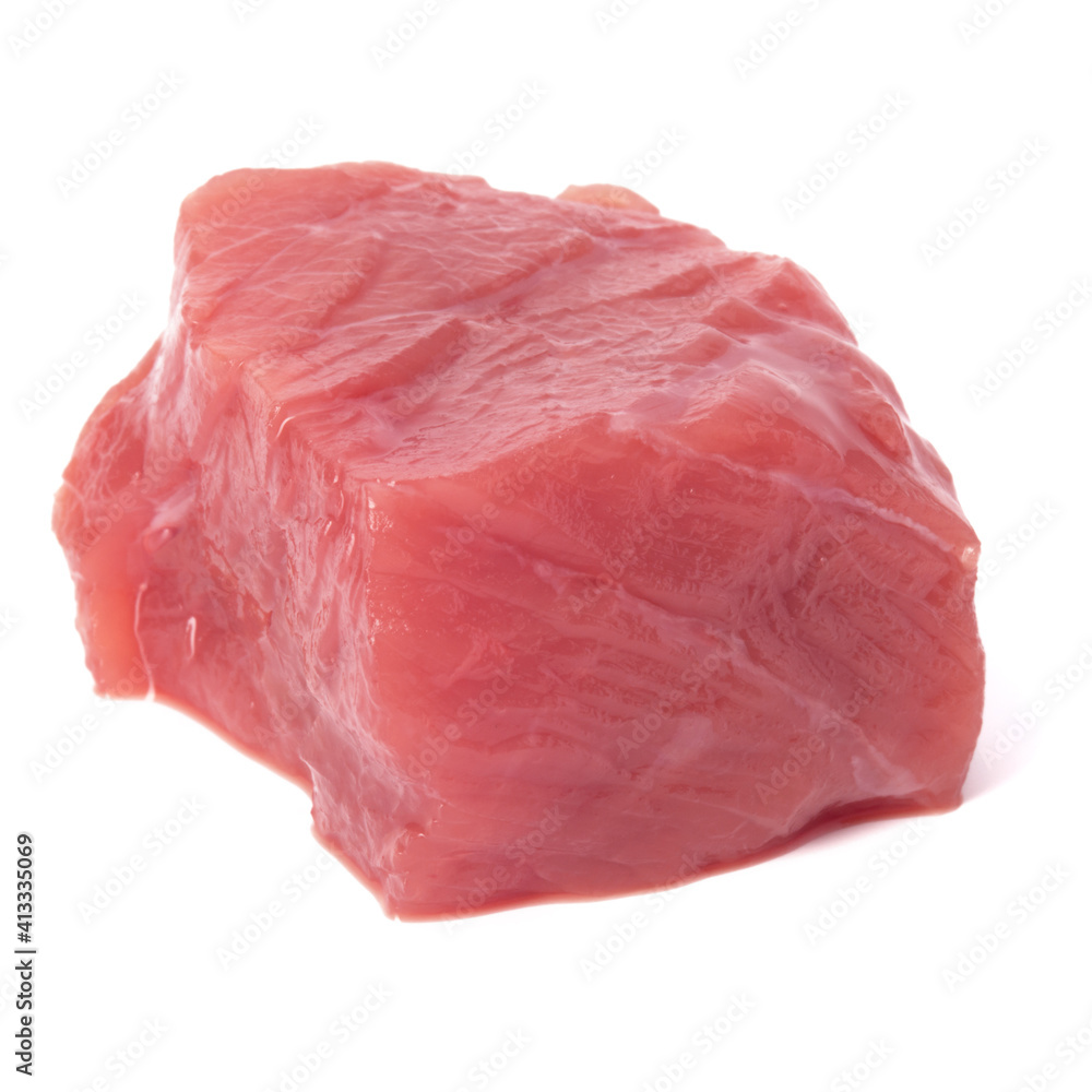 Raw chopped beef meat cube isolated om white background cut out. Raw chopped beef meat cube isolated om white background cut out.