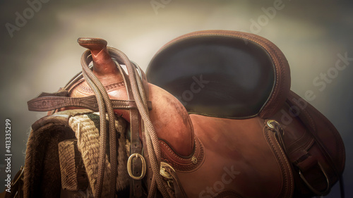 Western Saddle with Headstall and Reins