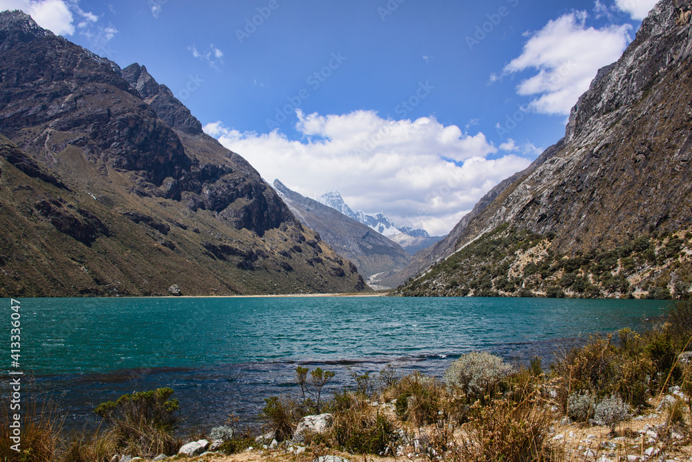 Beautiful lake along the Santa Cruz trek, Cordillera Blanca, Ancash, Peru