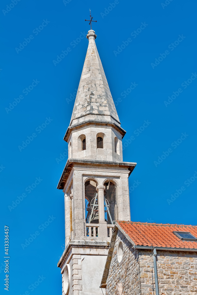 Bell tower. Church in Budva, Montenegro