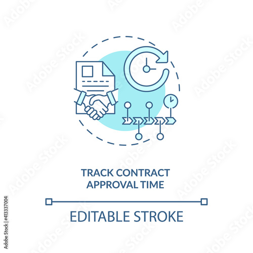 Track contract approval time concept icon. Efficient contract management advices. Stage and status tracking idea thin line illustration. Vector isolated outline RGB color drawing. Editable stroke