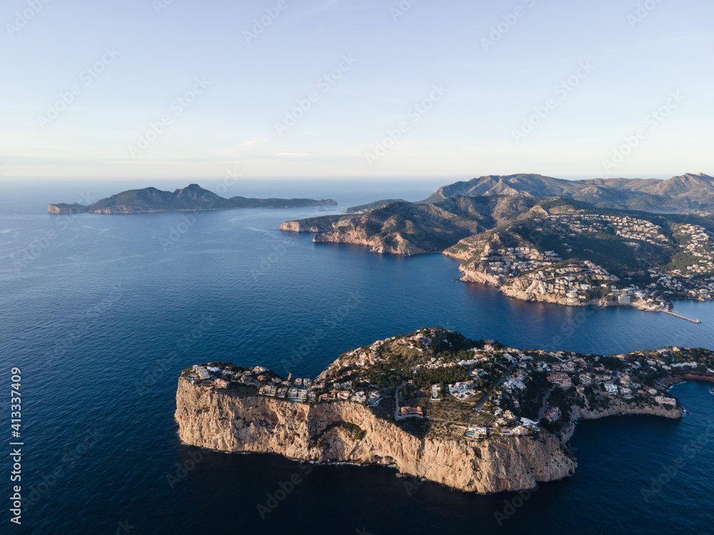 Port d'Andratx and Dragonera island aerial drone view - Majorca