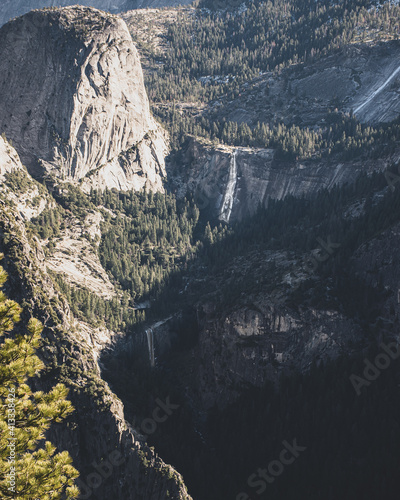 Yosemite National Park, California: Contrast view of the Vernal and Nevada Falls, seen from Glacier Point