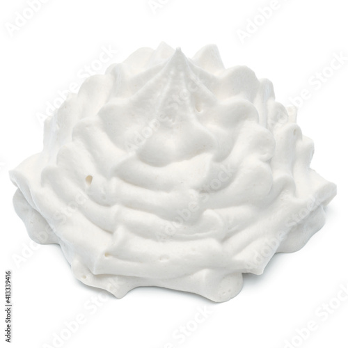 Whipped cream swirl  isolated on white background cutout