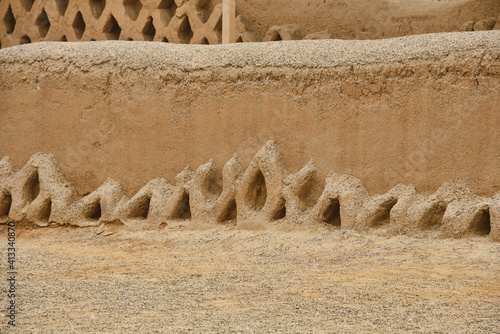 Beautiful carvings at the ancient ruins of Chan Chan, Trujillo, Peru photo