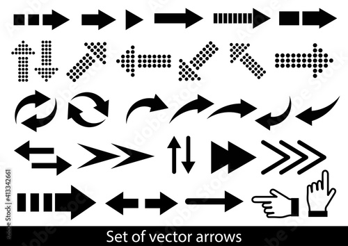 Arrows big black set icons. Arrow vector collection. Cursor. Modern simple arrows. Vector illustration