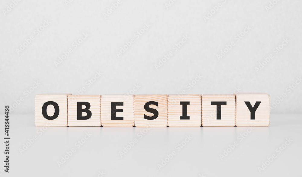 Word OBESITY written on wood block. Business concept