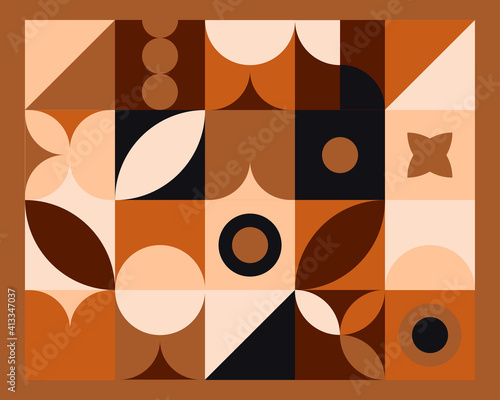 Abstract geometric mural colorful background in Bauhaus style. Vector pattern design in Scandinavian style
