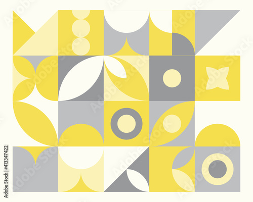 Abstract geometric mural colorful background in Bauhaus style. Vector pattern design in Scandinavian style