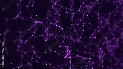 Abstract digital background of dots and lines. Big data visualization. Connection structure. Abstract technology science background. 3d rendering