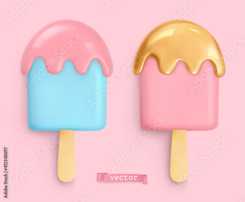 Ice cream. 3d vector realistic objects