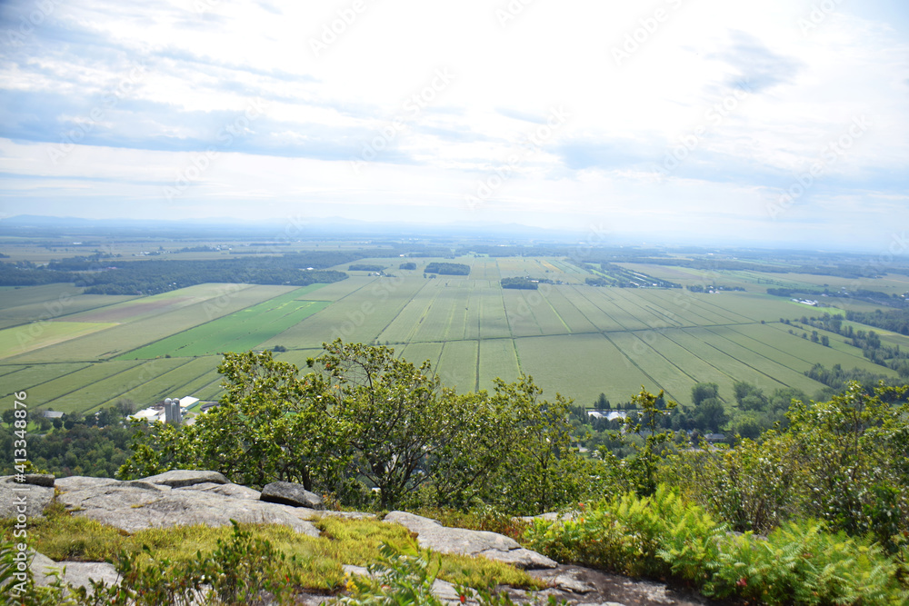 Mont Saint-Grégoire, Cime Haut-Richelieu, Quebec, Canada: View at the summit of farmlands