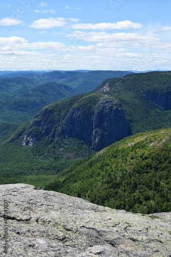 Grands-Jardins Sepaq National Park, Quebec, Canada: View from the peak of Mont du Lac-des-Cygnes on a summer sunny day