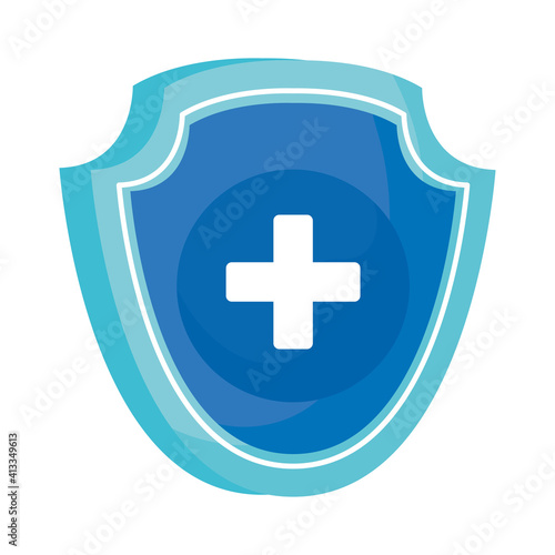 shield with medical cross icon vector illustration design