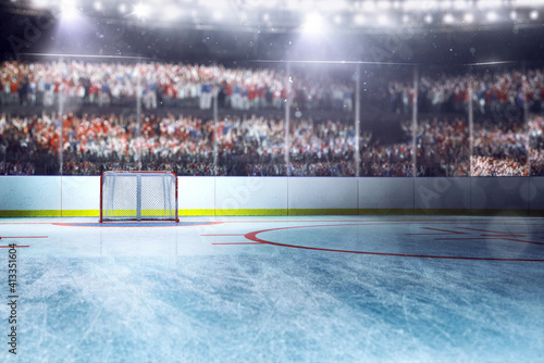 Empty hockey arena in 3d render background © AStakhiv