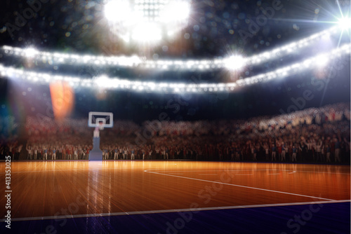 Empty basketball court. Sport arena. 3d render background © AStakhiv