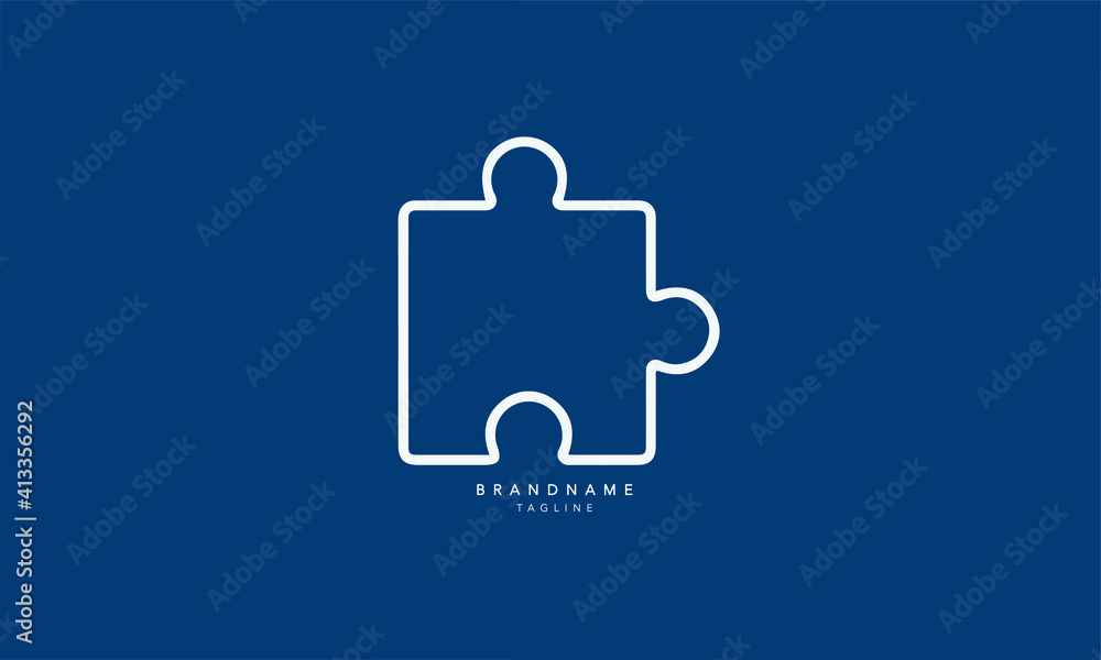 Minimal Puzzle icon. Line art Jigsaw logo Stock Vector | Adobe Stock