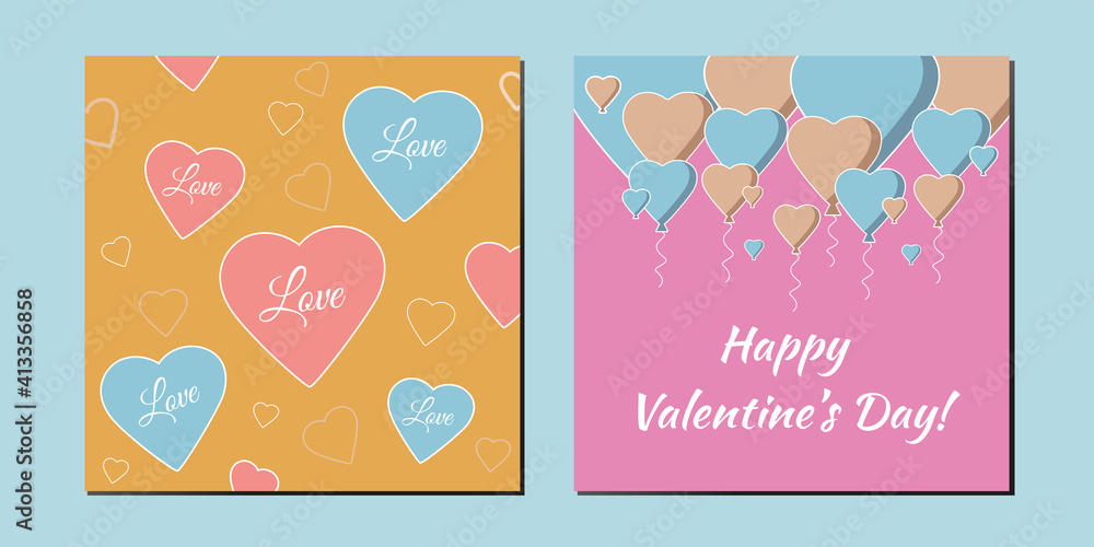 Vector set of greeting cards. Designed specifically for the day of saint Valentin. Perfect as an addition to a gift. Or ready to decorate the covers of social networks
