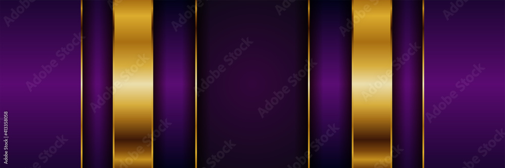 Fototapeta premium abstract 3d style luxury golden line overlap layer background . Luxurious modern dark in gold shades template deluxe design illustration vector