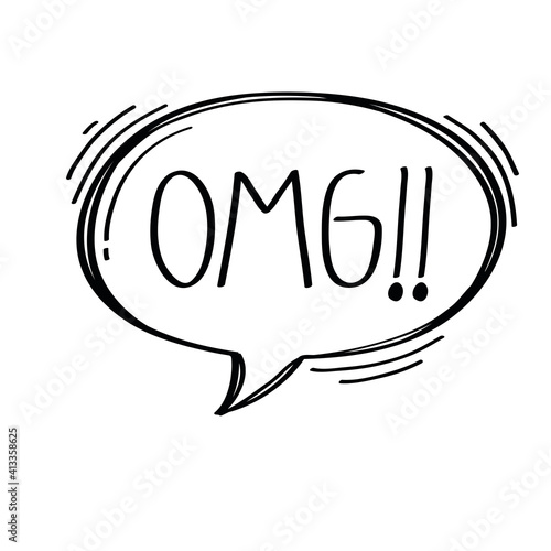 speech bubble with omg social media doodle style icon vector illustration design