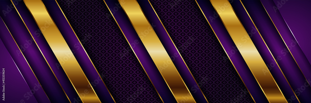 Fototapeta premium abstract 3d style luxury golden line overlap layer background . Luxurious modern dark in gold shades template deluxe design illustration vector
