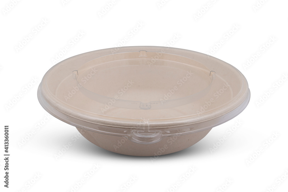 Large - blank disposable paper bowl for takeaway food isolated on white background Large - blank disposable paper bowl for takeaway food isolated on white background
