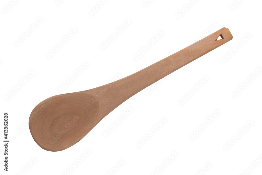 Large wooden food spoon isolated on a white background Large wooden food spoon isolated on a white background
