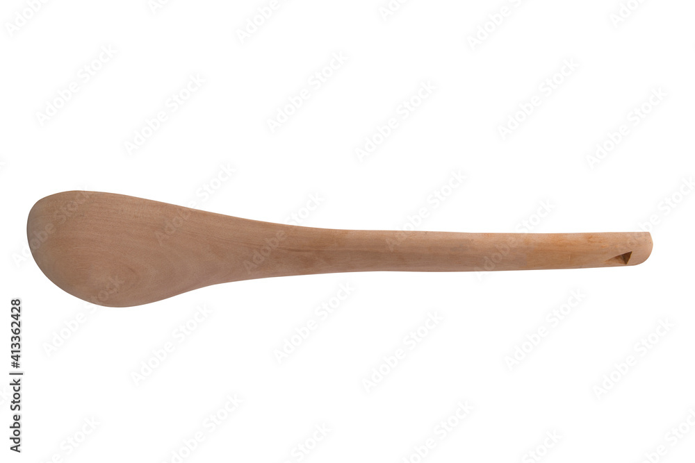 Large wooden food spoon isolated on a white background Large wooden food spoon isolated on a white background