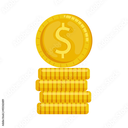 coins cash dollars money isolated icon vector illustration design