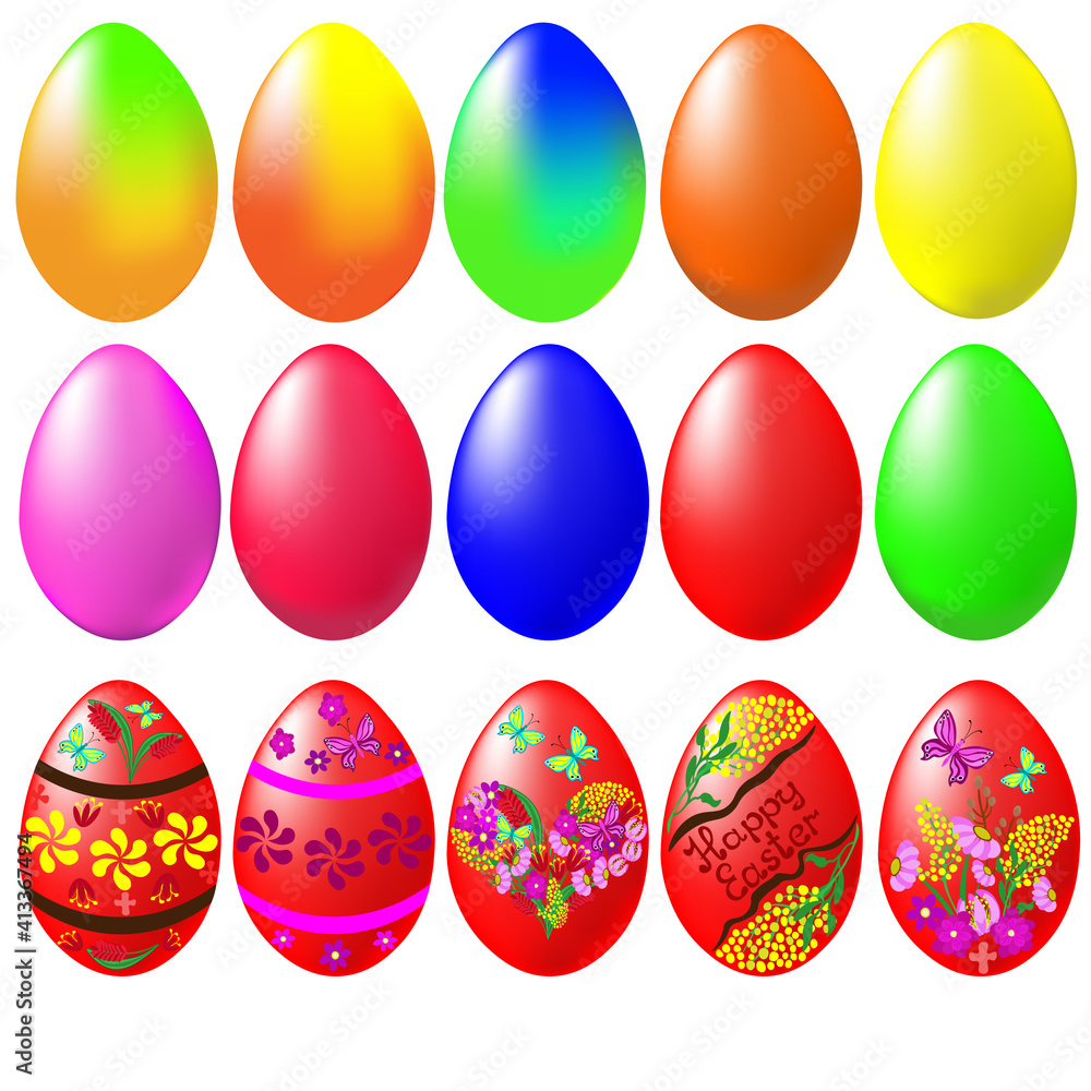 Clipart, vector. 15 colourful Easter eggs isolated on white background. Clipart, vector. 15 colourful Easter eggs isolated on white background.