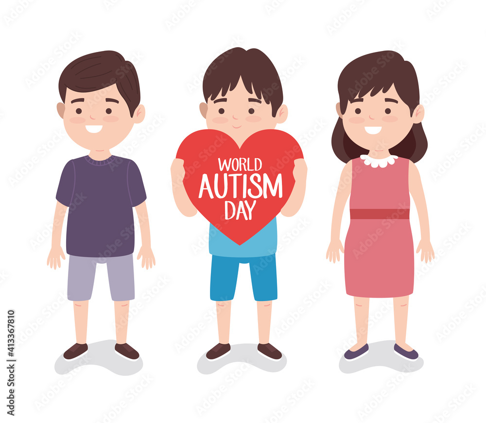 world autism day lettering with little kids lifting heart vector illustration design world autism day lettering with little kids lifting heart vector illustration design