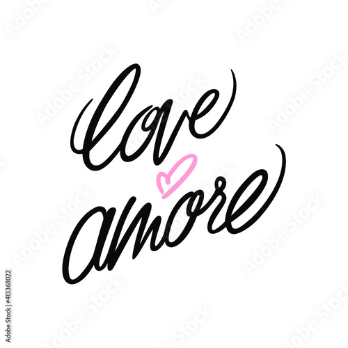 Love-Amore. Freehand lettering per poster, cartolina, parete, innamorati.