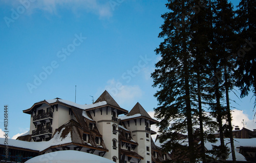 Hotel on winter day at mountain Jahorina