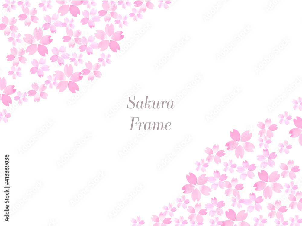 水彩で描いた桜のフレーム2