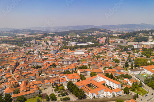 Guimaraes drone aerial city view in Portugal © Luis