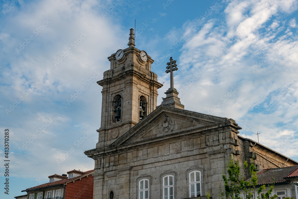 St Peter Sao Pedro Basilica church tower in Guimaraes, Portugal