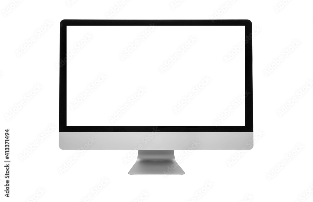 computer with blank white screen isolated on withe background computer with blank white screen isolated on withe background
