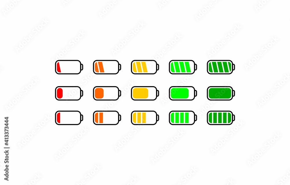 Vector of Battery Charge Level Indicator Bar Icon Template Vector of Battery Charge Level Indicator Bar Icon Template