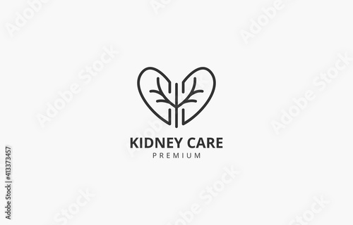 Love simple outline kidney care urology logo vector template