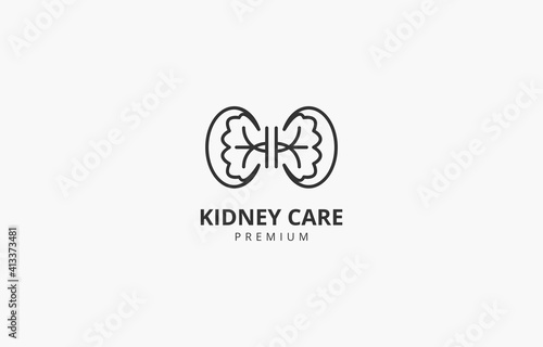 vector of simple outline kidney care urology logo template