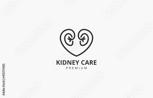 simple outline kidney care urology logo vector template