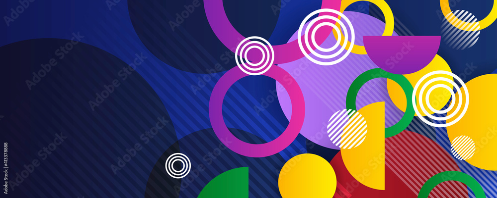 Modern futuristic abstract geometric banner background. Multicolored tech background, with a geometric 3D structure. Clean, vibrant design with simple, bright, modern forms. 3D render