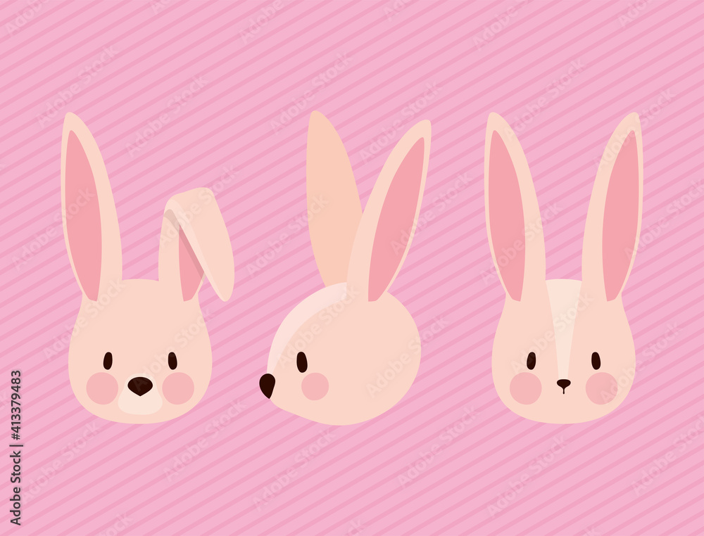 set of cutes pink rabbits set of cutes pink rabbits