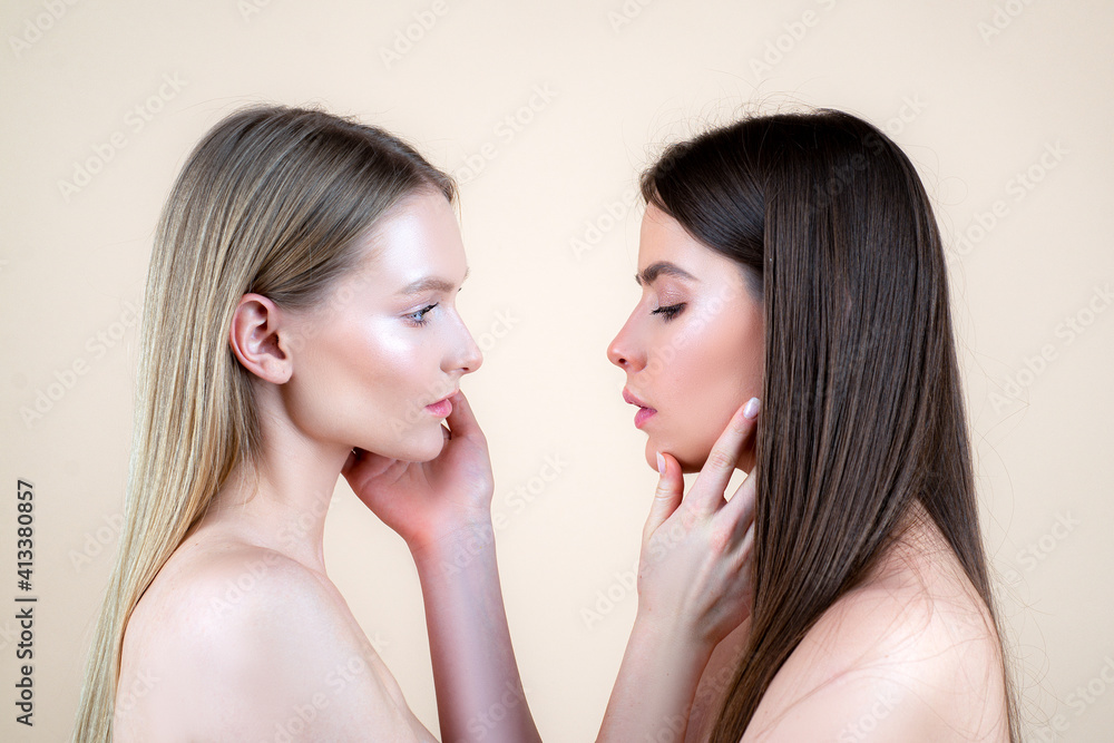 Lesbian couple kiss woman in relations. LGBT girlfriend. Lesbian couple kiss woman in relations. LGBT girlfriend.