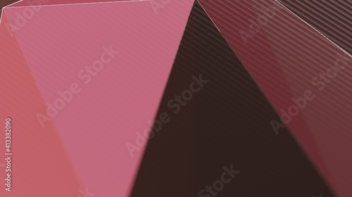 3d Triangle Abstract Minimal Background in Rose Red and Earthy Color Tone