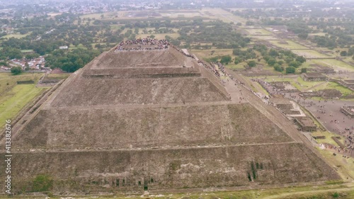 Aerial: Teotihuacan Pyramids, drone view. Part 47