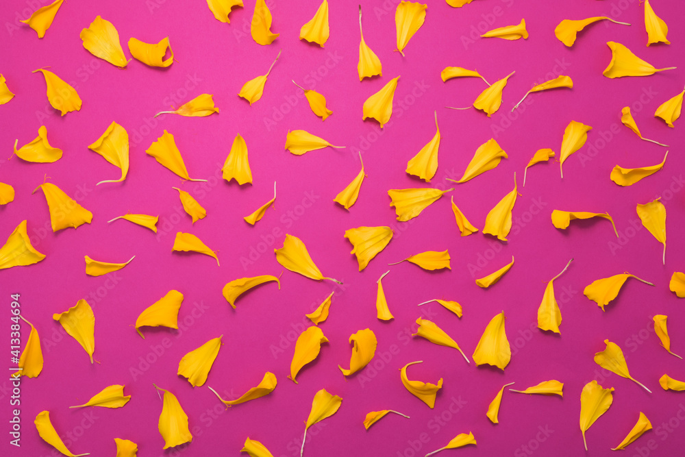 Marigold petals on pin background Marigold petals on pin background