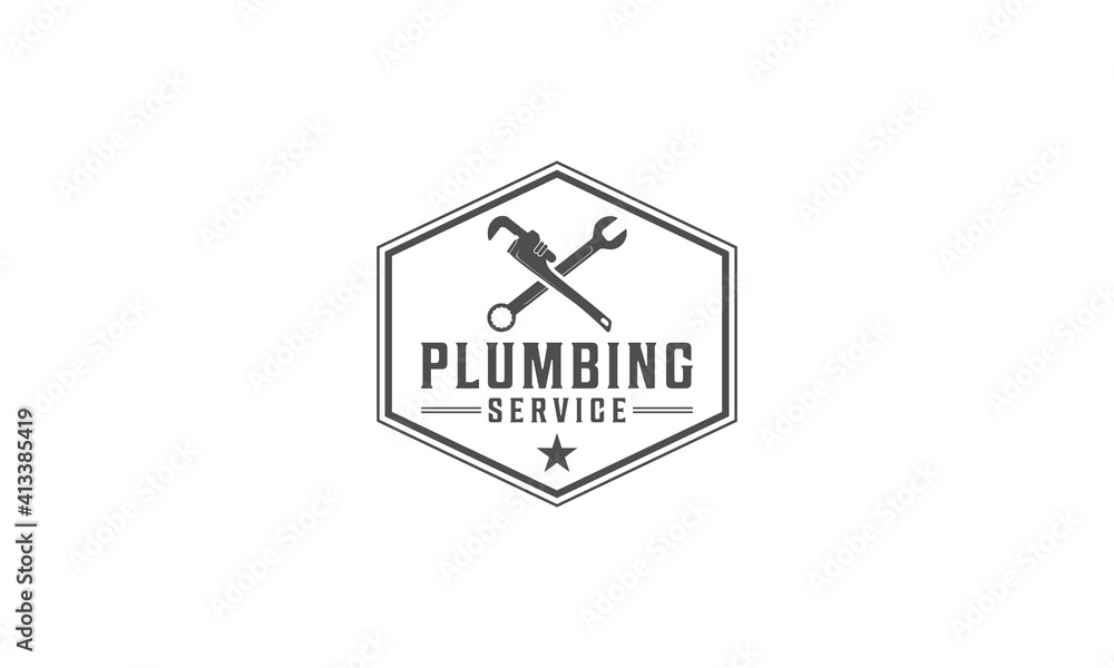 plumbing logo complete with equipment to be used for repairing