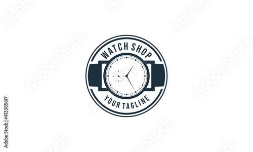 logo for a shop selling watches, with a tap watch illustration