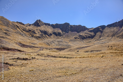 Beautiful landscape of the original Inca Trail to the ruins of Huchuy Qosqo  Sacred Valley  Peru